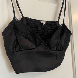 Garage Lace Black Crop Tank Top Size Small With Bow Detail